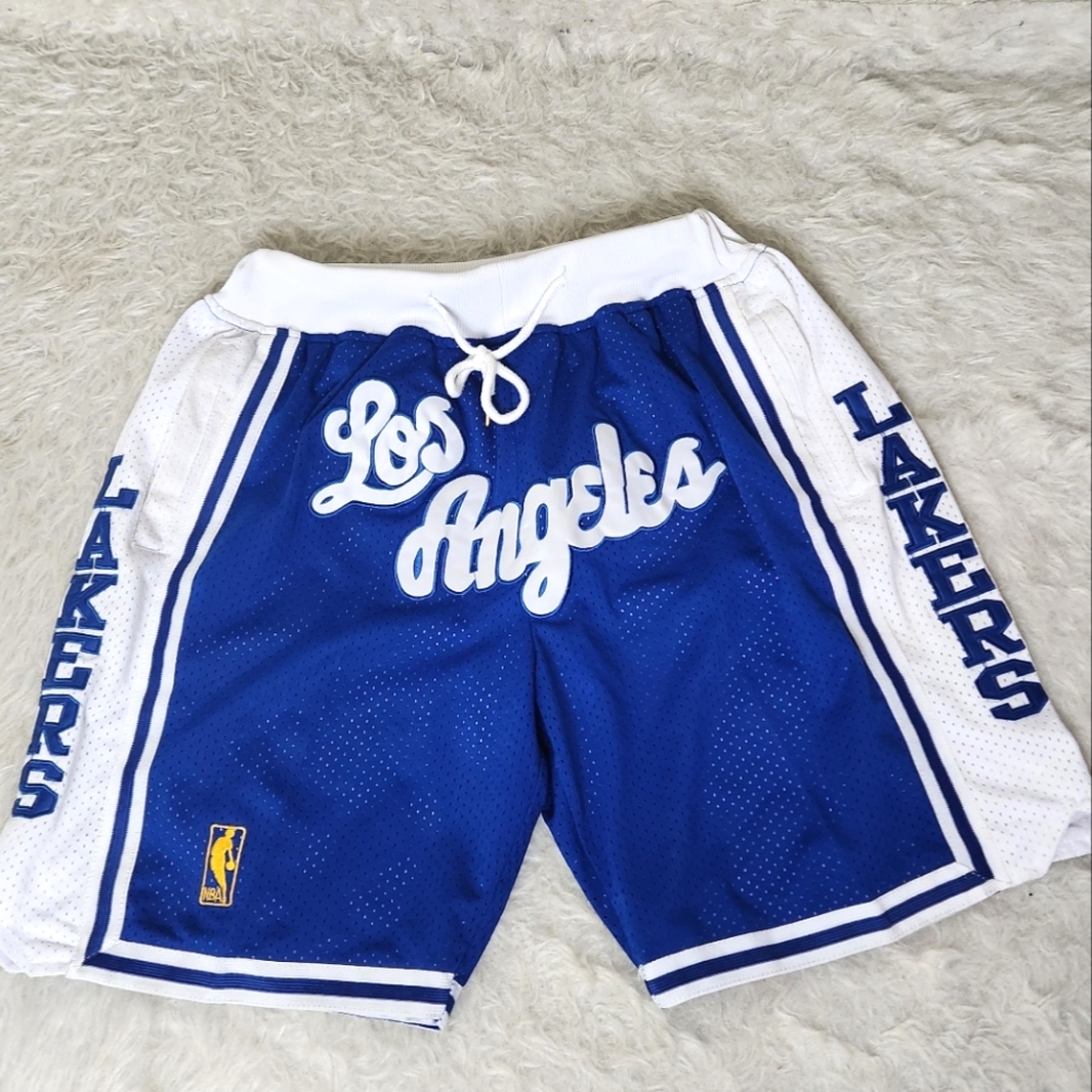 Just Don vintage hardwood classic basketball shorts Lakers LA blue white NBA med